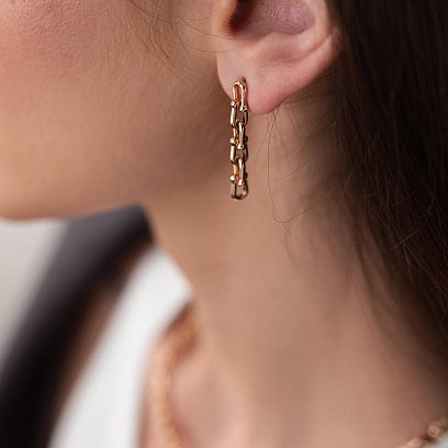 Золотые серьги - пусеты "Фантазия" с07960 №4