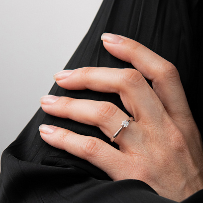 Помолвочное золотое кольцо с бриллиантом кб0696м №2