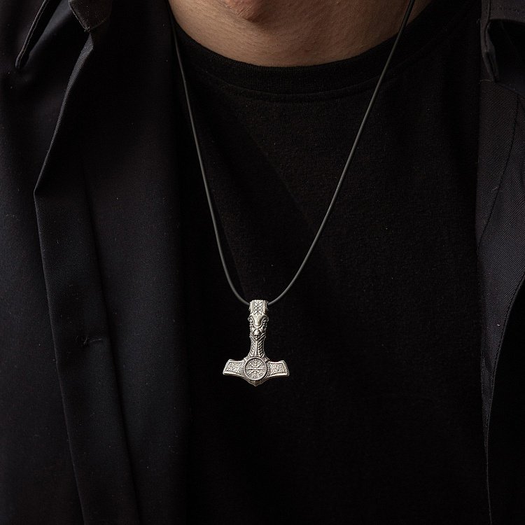 Срібний кулон - молот "Шолом жаху із черепом" 7043 від ювелірного магазину Онікс - 6