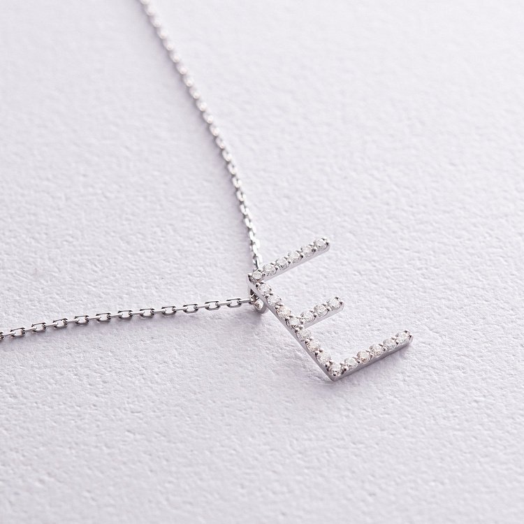 Золоте кольє з літерою "Е" з діамантами 134111121 від ювелірного магазину Онікс - 3