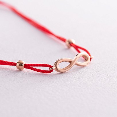 Золотий браслет "Нескінченність" з червоною ниткою б05140 №3