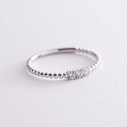 Шариковое кольцо "Мелоди" с фианитами (белое золото) к07395 №10