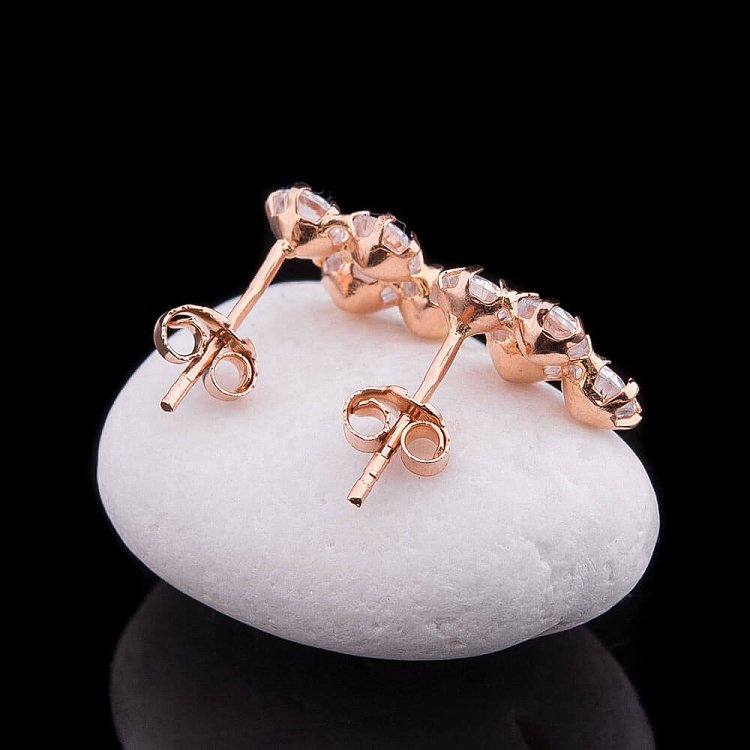 Золоті сережки-пусети з фіанітами с01008 від ювелірного магазину Онікс - 3