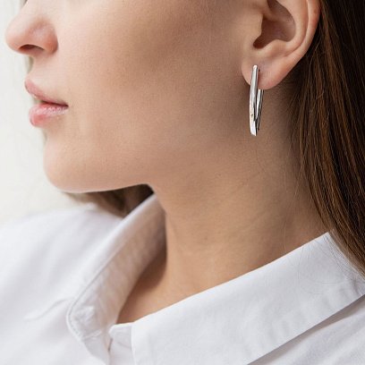 Серьги Минимализм в белом золоте с07193