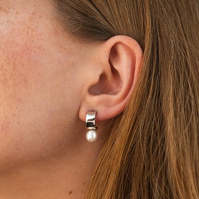 Сережки - пусети "Дарла" з перлами (біле золото) с09076 №4