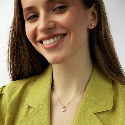 Золотое колье "Сердечко" с изумрудами и бриллиантами колб0188va №2