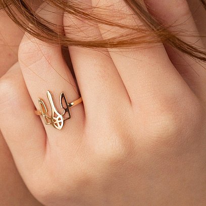 Кольцо  "Герб Украины - Тризуб" в красном золоте к07098 №6