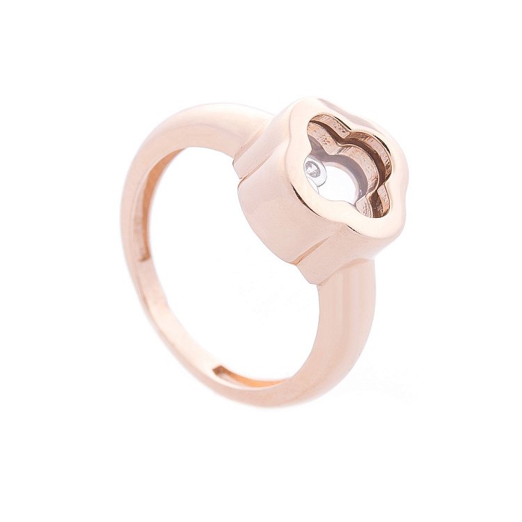 Золотое кольцо "Клевер" (ювелирное стекло, фианит) к05503 от ювелирного магазина Оникс - 2