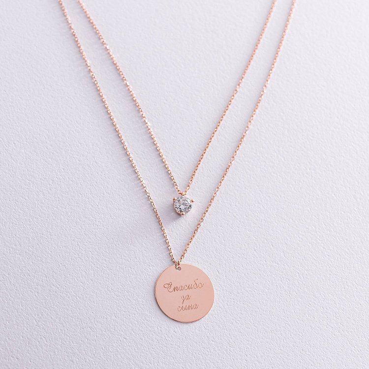 Кольє з фіанітом в червоному золоті (можливе гравіювання) кол01681 від ювелірного магазину Онікс - 3