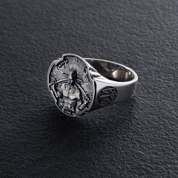 Мужская серебряная печатка "Український козак" 112704 от ювелирного магазина Оникс - 3