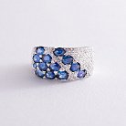 Золотое кольцо с бриллиантами и сапфирами LDR0551-p от ювелирного магазина Оникс