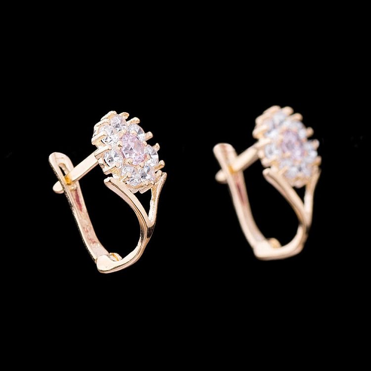 Серьги "Цветочки" с фианитами с03584 от ювелирного магазина Оникс - 3