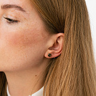 Золотые серьги - пусеты с дымчастым кварцом с06943 от ювелирного магазина Оникс - 1