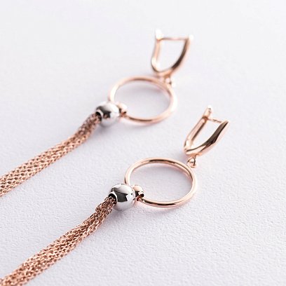 Висячие серьги из красного золота с07206 №4