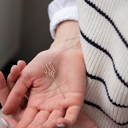 Золотая заколка Герб Украины "Тризуб" зак00334 №3