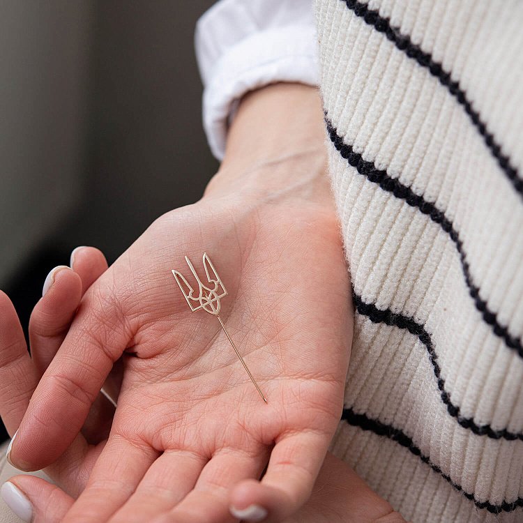 Золотая заколка Герб Украины "Тризуб" зак00334 от ювелирного магазина Оникс - 2