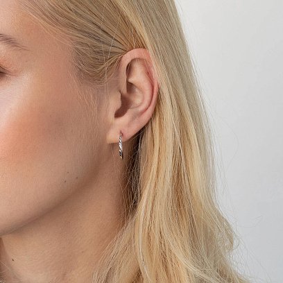 Сережки - кільця в білому золоті (1.8 см) с07797 №2