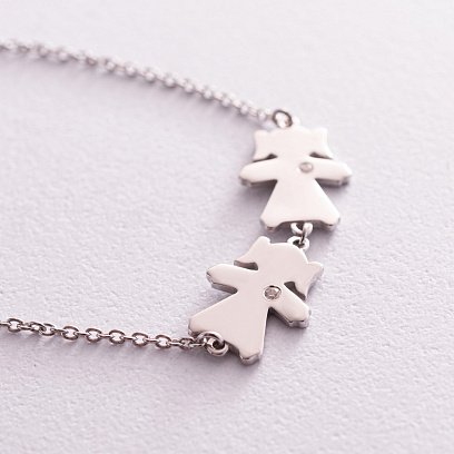 Серебряный браслет "Две девочки" (возможна гравировка) 2083 №3