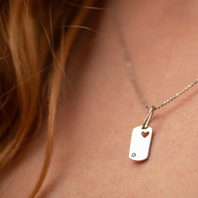 Кулон "Сердечко" для гравіювання (біле золото) п03268 від ювелірного магазину Онікс - 5