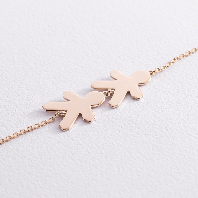 Браслет "Два хлопчики" у жовтому золоті (можливе гравіювання) з2089ж від ювелірного магазину Онікс - 2