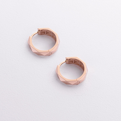 Серьги - кольца "Грани" в красном золоте с09366 №2