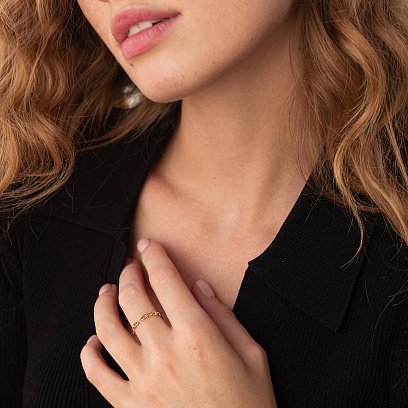 Кольцо "Цепочка" в  желтом золоте к07110 №8