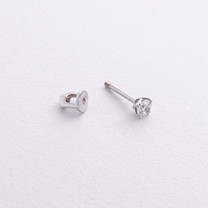 Моносережка з фіанітом (біле золото) с09143 №2