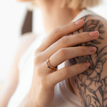 Золотое кольцо с фианитами к07068 №6