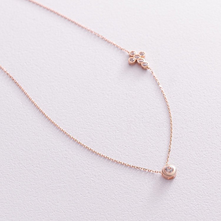 Золоте кольє з хрестиком (фіаніти) кол02110 від ювелірного магазину Онікс