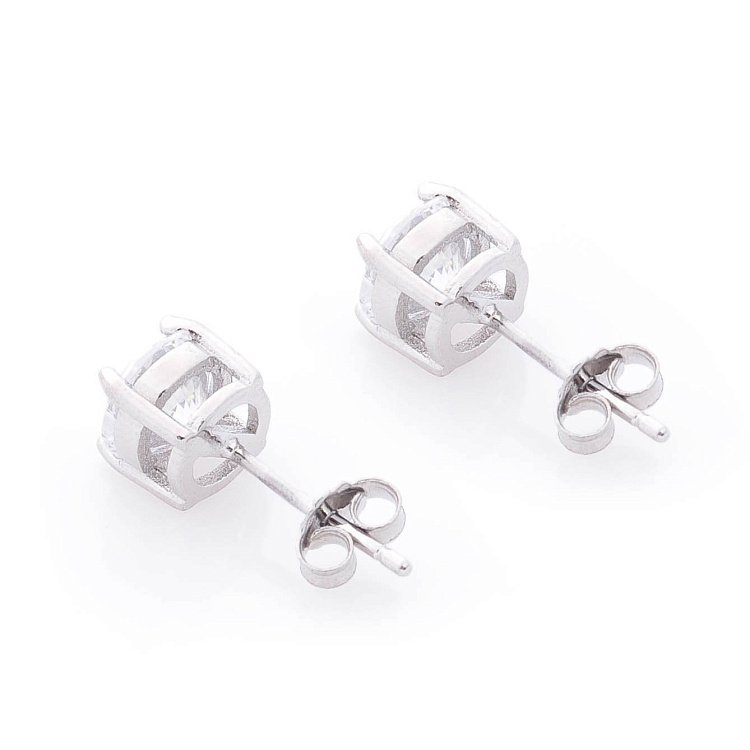 Срібні сережки-пусети з фіанітами 122332 від ювелірного магазину Онікс - 2