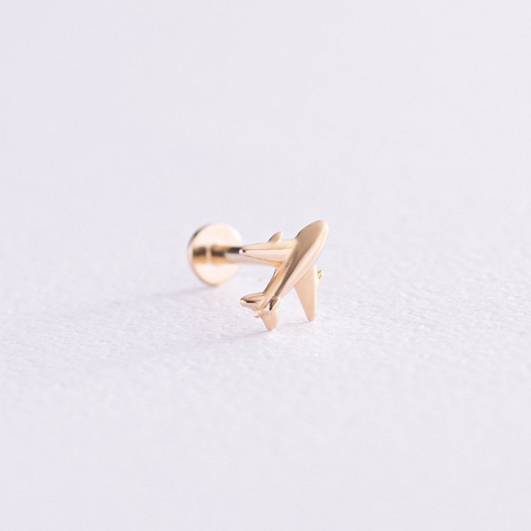 Одиночная серьга "Самолетик" в хрящ ушка (желтое золото) с07926 от ювелирного магазина Оникс - 5