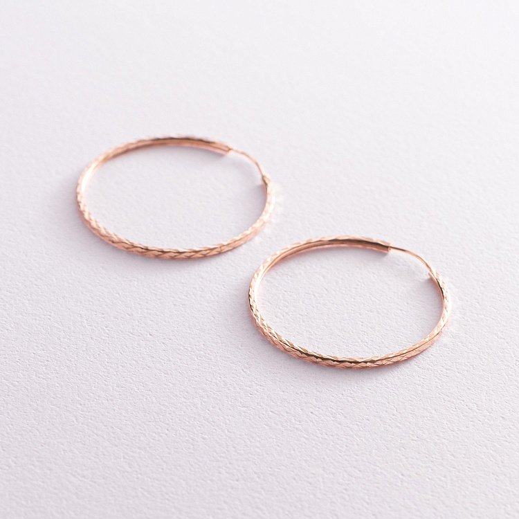 Серьги - кольца в красном золоте (3.1см) с06772 от ювелирного магазина Оникс - 2