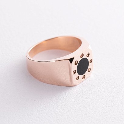 Мужская печатка в красном золоте (эмаль) к06726 №3 Oniks Мужская печатка в красном золоте (эмаль) к06726 №3