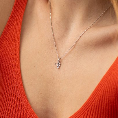 Золота підвіска "Янголятко" з діамантом 140551121 №2