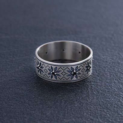 Срібна каблучка "Вишиванка" (чорні фіаніти) 1113ч №5