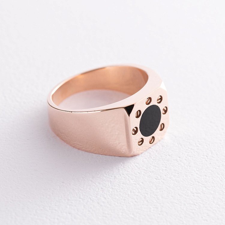 Мужская печатка в красном золоте (эмаль) к06726 от ювелирного магазина Оникс - 2