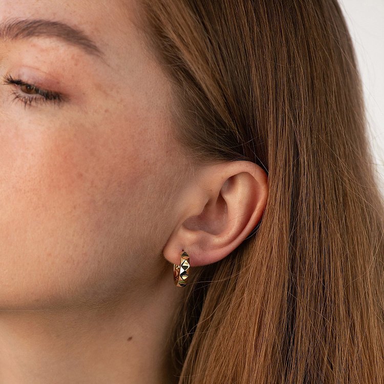 Сережки - кільця "Louise" у жовтому золоті с08951 від ювелірного магазину Онікс - 1