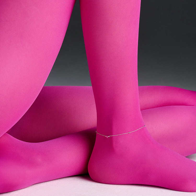 Браслет на ногу "Сердечко" в белом золоте б05346 от ювелирного магазина Оникс - 1