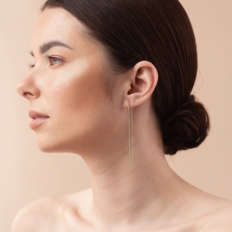 Сережки - протяжки у червоному золоті с06339 від ювелірного магазину Онікс - 1