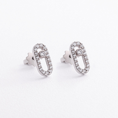 Серебряные серьги - пусеты с фианитами 902-01278 №2