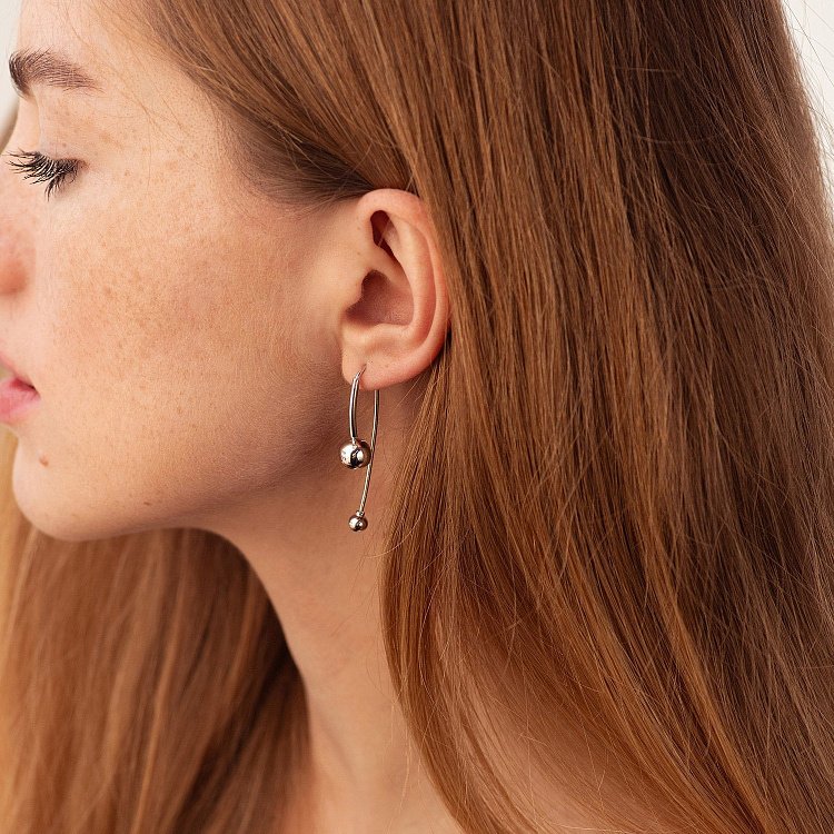 Серьги "Вдохновение" с шариками (белое золото) с08370 от ювелирного магазина Оникс - 3