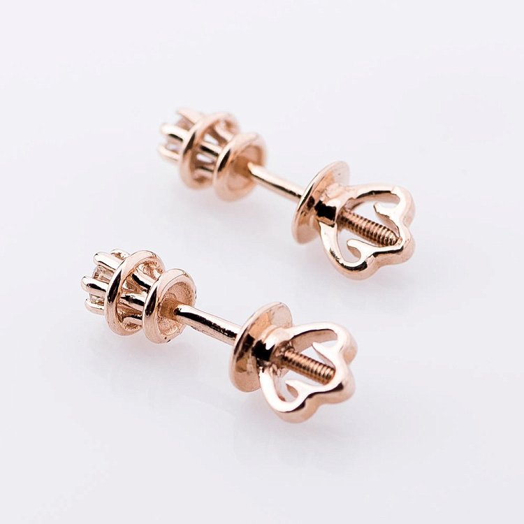 Золотые серьги-пусеты с бриллиантами е0681к от ювелирного магазина Оникс - 1