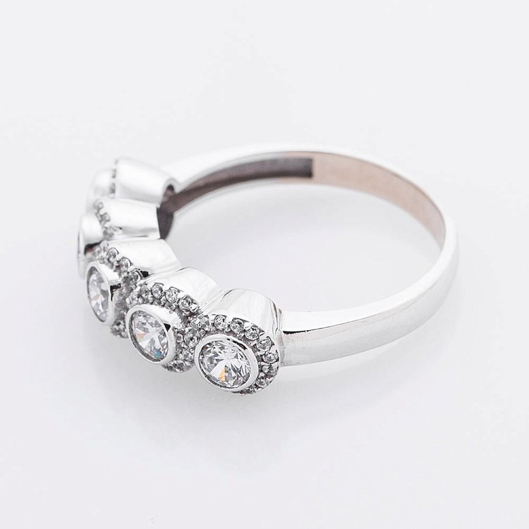 Золота каблучка з фіанітами к02885 від ювелірного магазину Онікс - 2