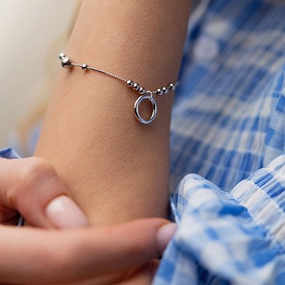 Серебряный браслет "Круговорот" с шариками 141621 №5