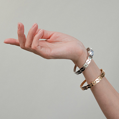 Жесткий браслет "Merry" в красном золоте б05582 №8