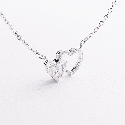 Золоте кольє "Сердечки" з діамантами колб0184va №2