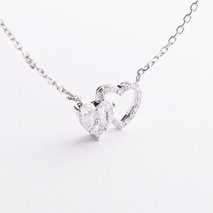 Золоте кольє "Сердечки" з діамантами колб0184va від ювелірного магазину Онікс - 1