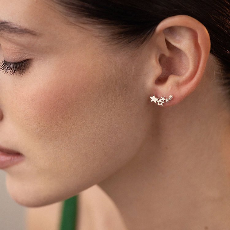Срібні сережки - пусети "Зірочки" 123225 від ювелірного магазину Онікс - 6