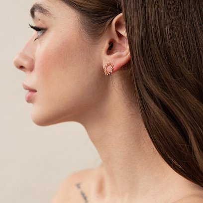 Золоті сережки - пусети "Сонце" с07904 №4