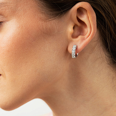 Серьги - кольца в белом золоте (бриллианты) сб0734ri №4